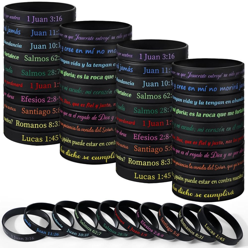 Pulseiras de borracha Skylety Spanish Christian Bible Verses 60 unidades