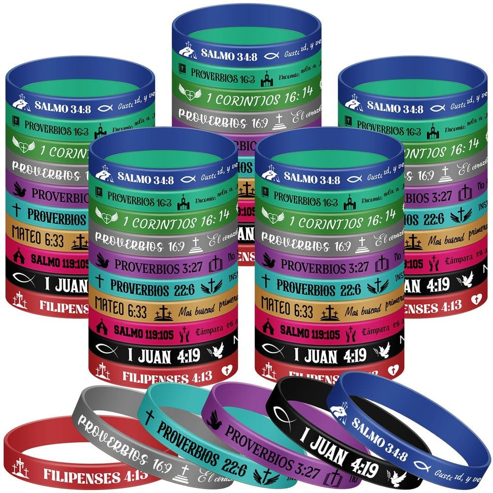 Pulseiras de borracha Skylety Spanish Bible Verse Motivational
