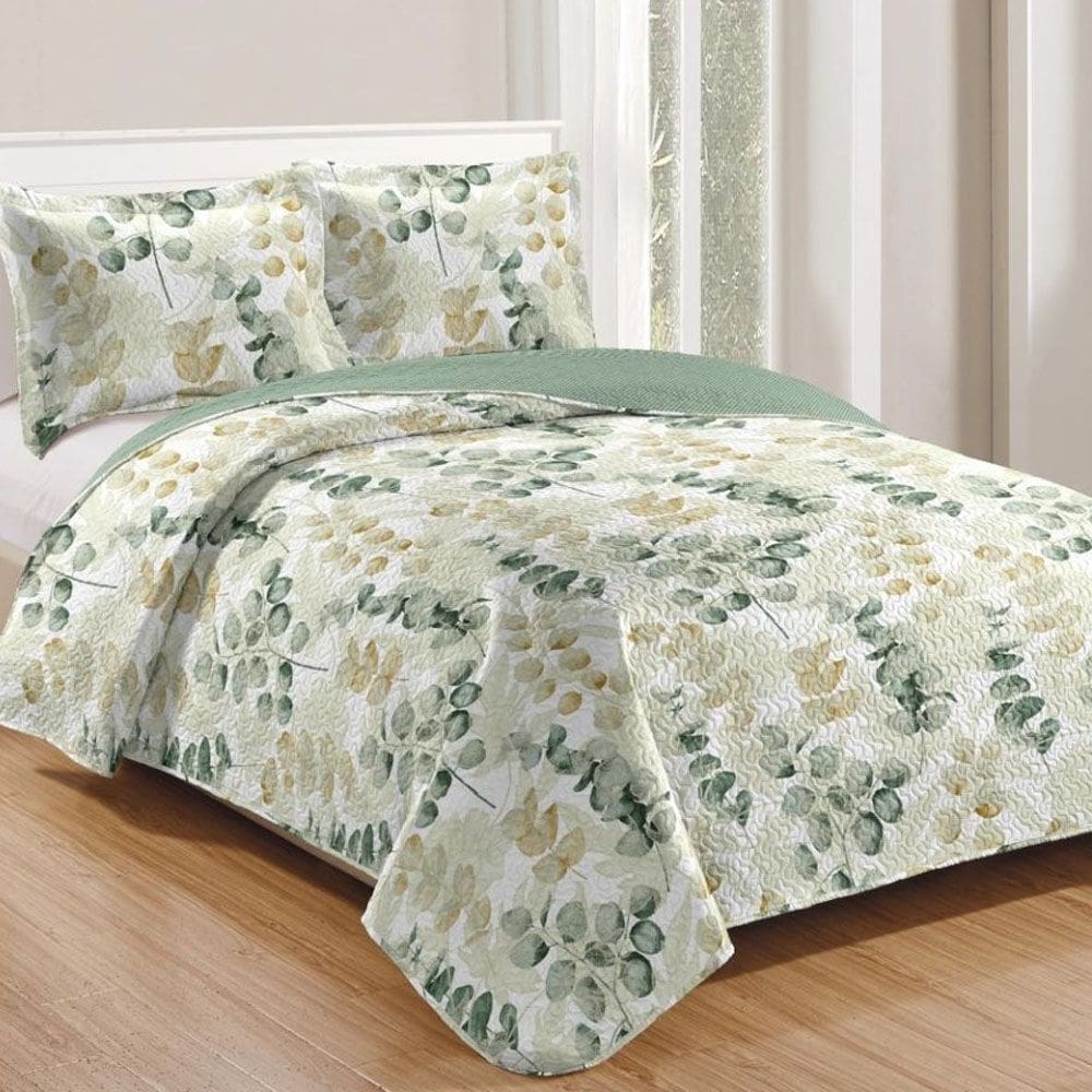 Kit Cobre Leito Colcha Casa Scarpa Mix Queen Estampado Dupla Face Floral 3 Peças - Ingrid