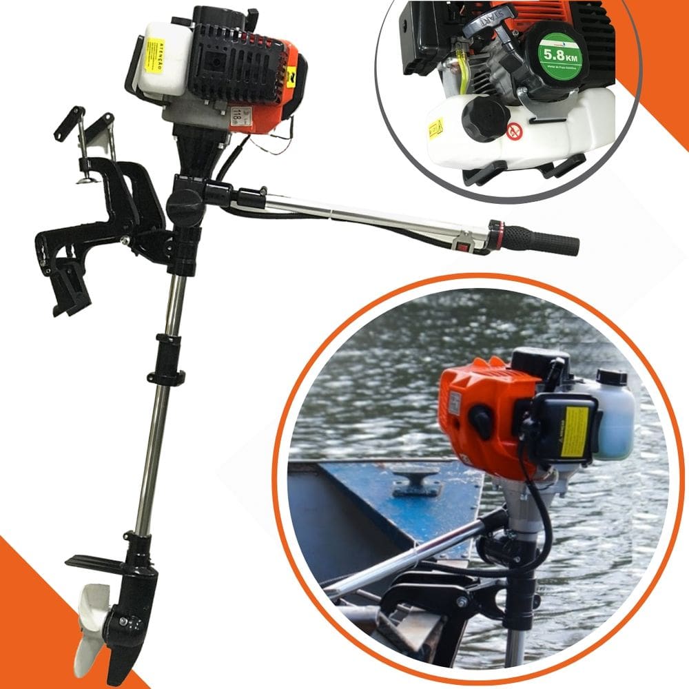Motor de Popa a Gasolina Náutico Para Barcos e Botes Importway IWMPG2T52 com Rabeta Motor Potente 2,5HP 52cc