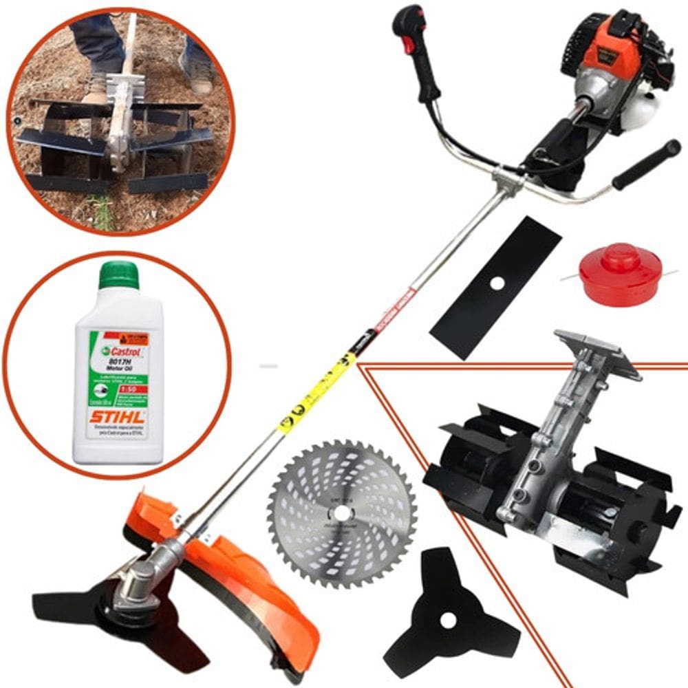 Roçadeira e Capinadeira a Gasolina Importway IWRG2T63 Super Forte 3HP 63cc Maquina 5 em 1 + Oleo Stihl 2T