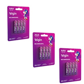Kit Com 3 Cartelas De Pilhas Recarregaveis Aaa 900mah C/4 82169 Elgin