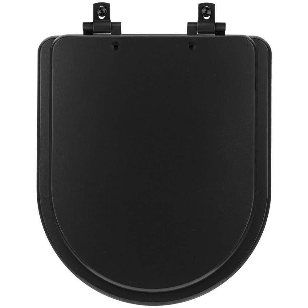 Assento Sanitário Mdf Soft Close Duna Preto Fosco Para Vaso Deca Com Ferragem Preta