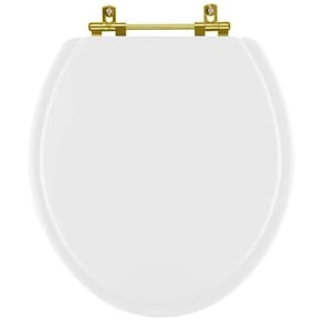 Assento Sanitário Poliester Convencional Branco Ferragem Dourada Para Vaso Deca