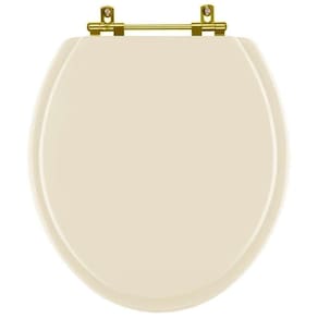 Assento Sanitario Poliéster Convencional Oval Bone Para Vaso Ideal Standard Com Ferragem Dourada