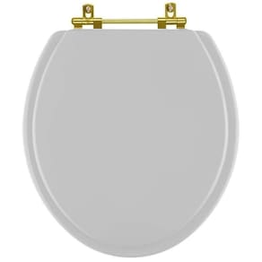 Assento Sanitario Poliéster Convencional Universal Oval Cinza Claro Com Ferragem Dourada