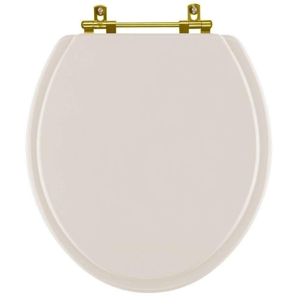 Assento Sanitário Convencional Oval Amendoa Para Vaso Deca Com Ferragem Dourada