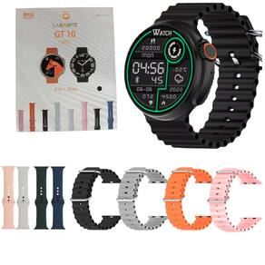Smartwatch Gt10 Redondo Tela Infinita 48mm Batimentos Chamadas 8 Pulseiras