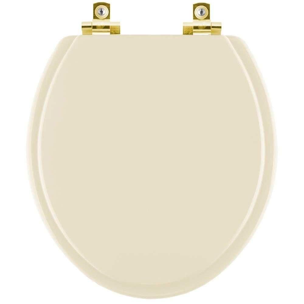 Assento Sanitário Soft Close Atlantis Marfim Para Vaso Hervy Com Ferragem Dourada