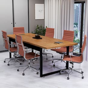 Mesa De Escritório Industrial Tampo  MDF Pés de Ferro 190Cm