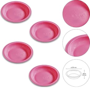 Kit 4 Prato Infantil De Plástico Desenho De Ursinhos Rosa