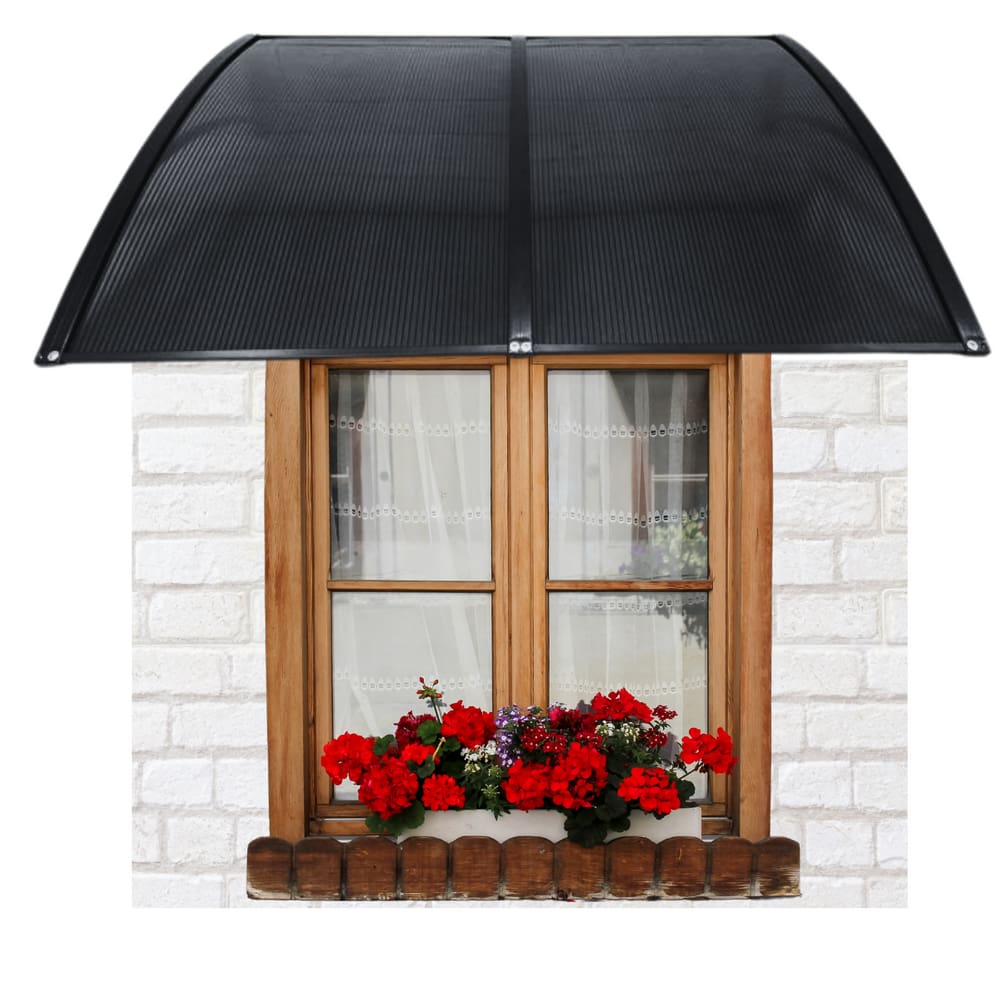 Toldo Policarbonato Preto Fumê 75 cm x 1,5 metro Kit Completo Proteção para Portas Janelas Compressor (75x150) z\