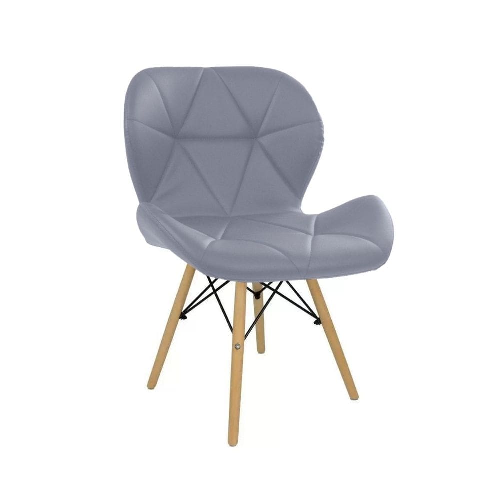 Cadeira Estofada Eiffel Slim Wood Pés de Madeira