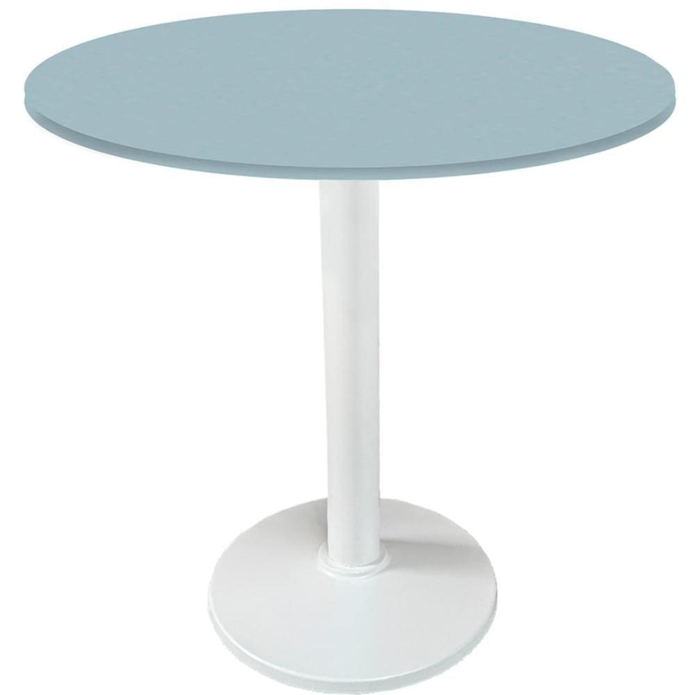 Mesa Zeta Ferro Branco 75 cm (Alt) Disco Redondo Tampo MDP Redondo 60 cm (Larg) x 2,50 cm (Alt) Cinza