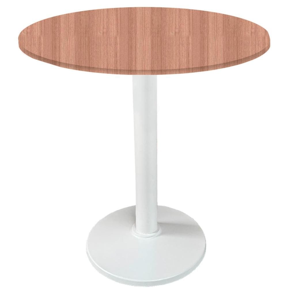 Mesa Zeta Ferro Branco 75 cm (Alt) Disco Redondo Tampo MDP Redondo 60 cm Larg x 2,5 cm (Alt) Noce Nat