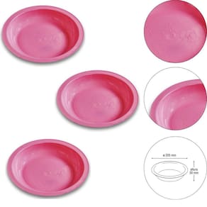 Kit 3 Prato Infantil De Plástico Desenho De Ursinhos Rosa