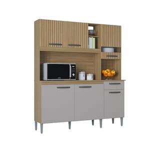 Kit para Cozinha Barbara Damasco Ripado Off White - Poquema