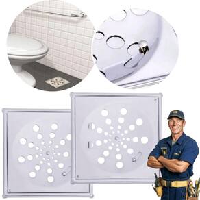 Kit 2 Ralo Tampa Quadrada 10X10 Abre E Fecha Rotativo Inox