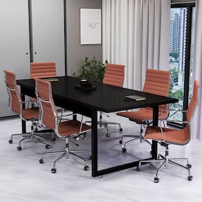 Mesa Estilo Industrial 190x80 Para Escritório Reunião Direção Base De Ferro Tampo MDF