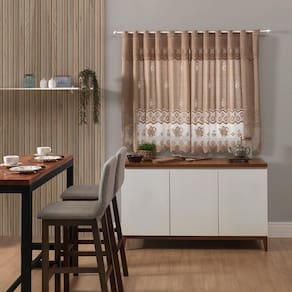 Cortina De Renda Para Cozinha Clássica Bule Desert 280X120Cm