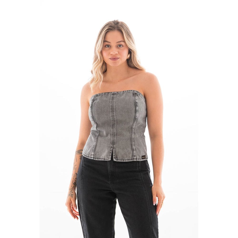 Top Corset Jeans Feminino Arauto Black