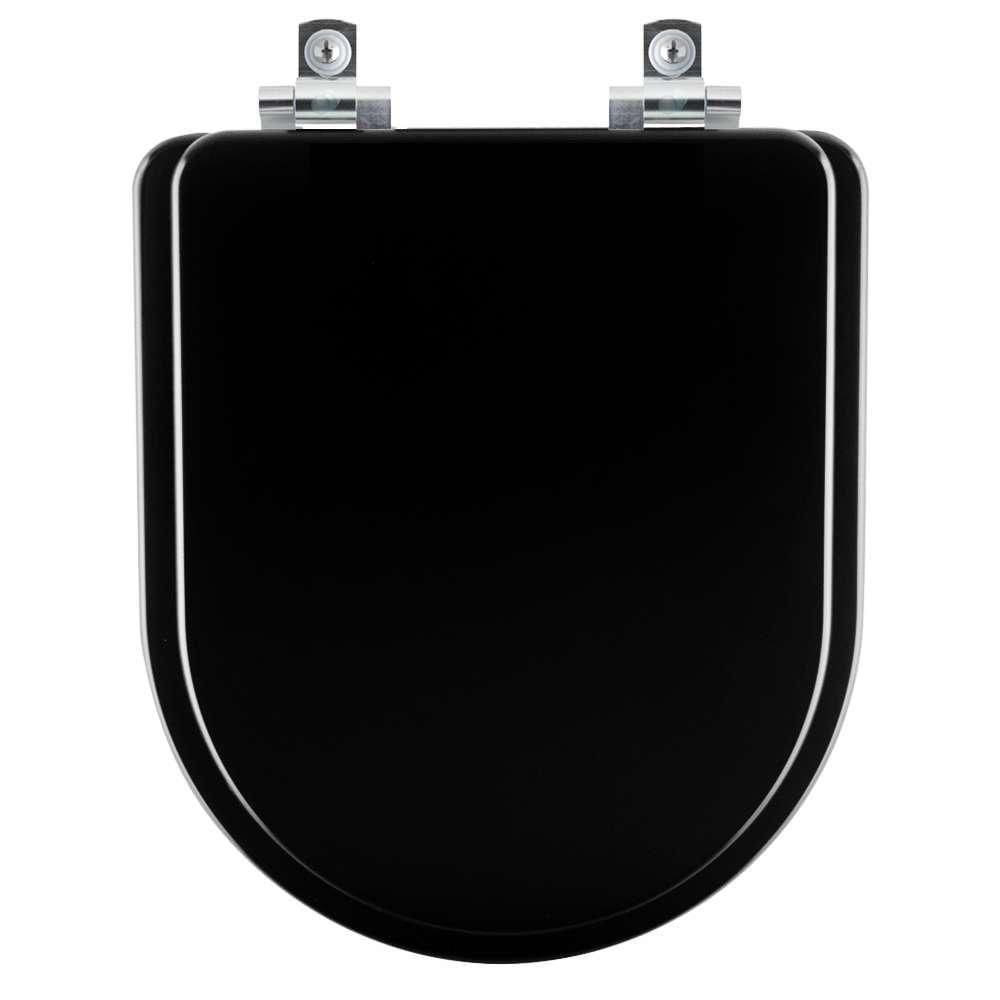 Assento Sanitário Soft Close Jasmim Preto Para Vaso Fiori