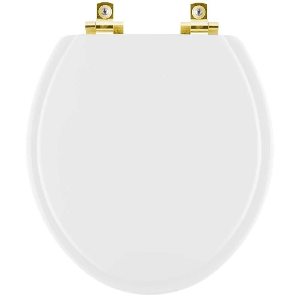 Assento Sanitário Soft Close Atlantis Branco Para Vaso Hervy Com Ferragem Dourada