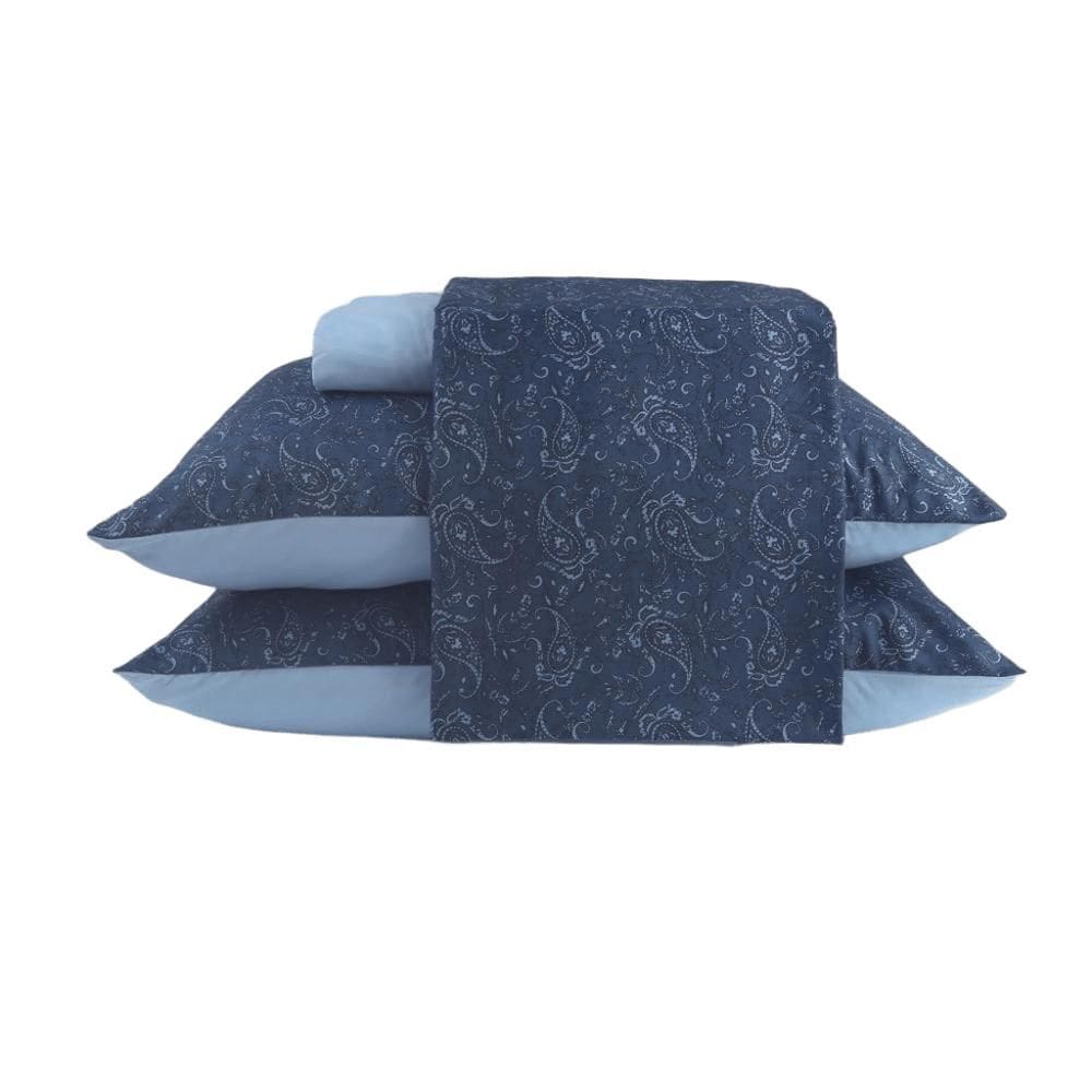 Jogo de Cama Paisley Microfibra Azul - A\\CASA