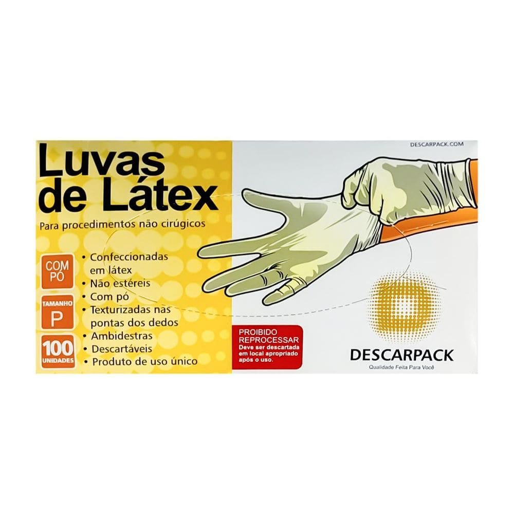 Luva Látex Uso Geral Não Médico Pó Descarpack 100Un Tam:P
