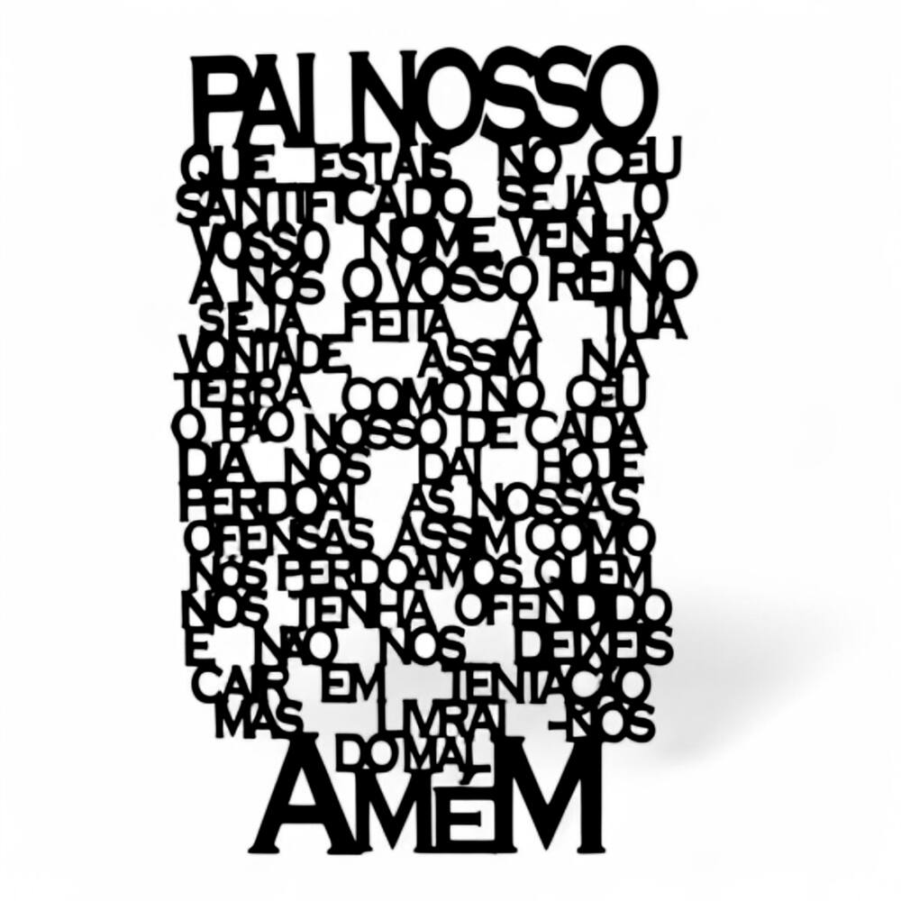 Placa Decorativa Oração do Pai Nosso Mdf Cor Preto 60 cm