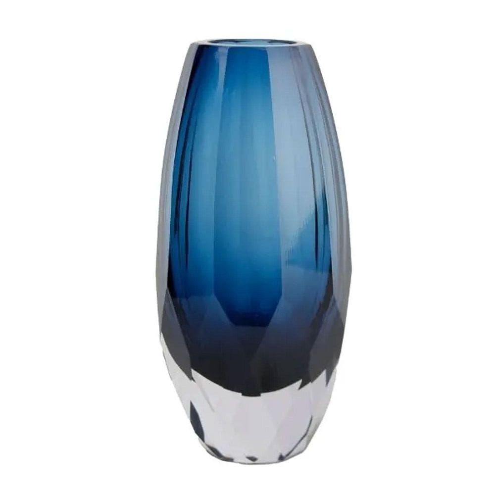 Vaso Oval Vidro Murano Italiano 20X10Cm Fino Acabamento Azul