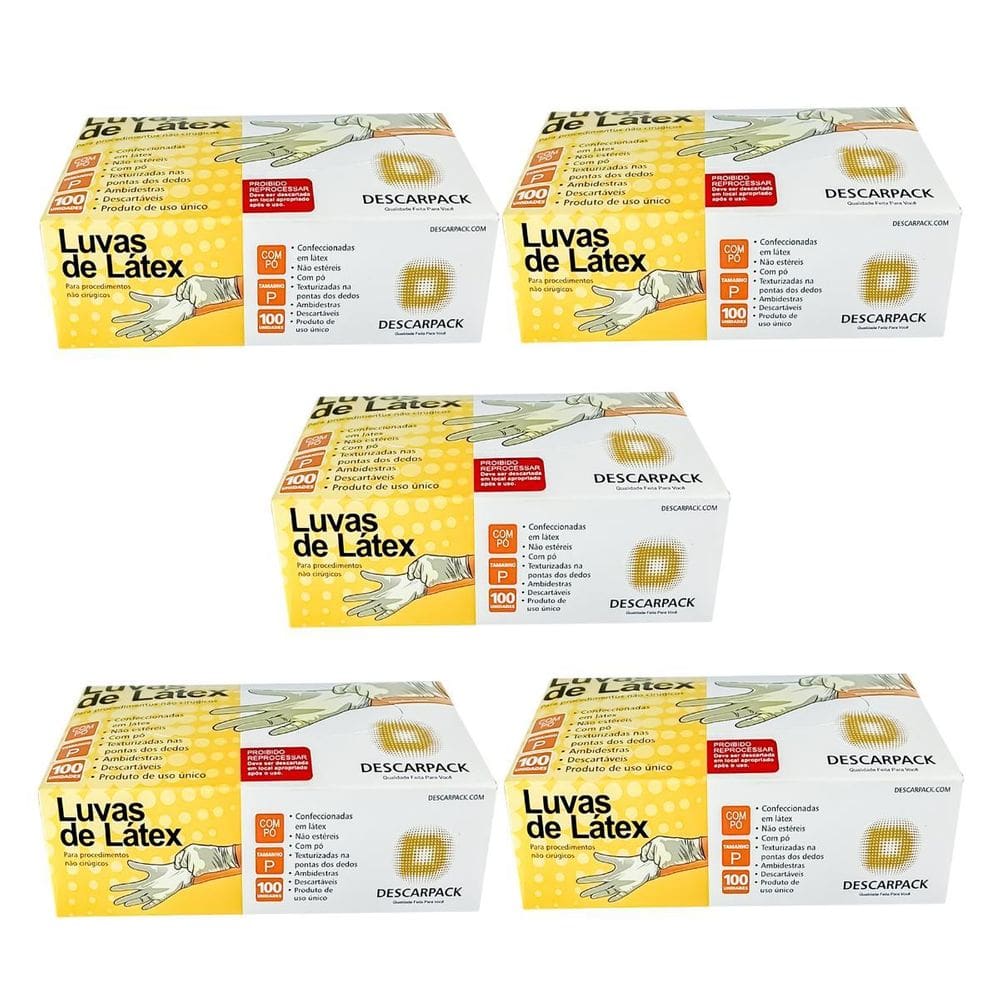 Kit Luva Látex Uso Geral Não Médico Pó Descarpack 500Un