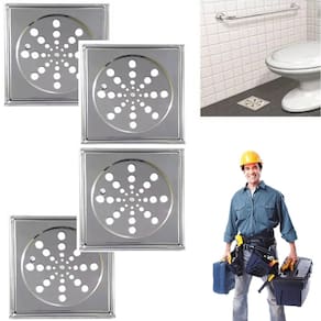 Kit 4 Ralo Tampa Quadrada 10X10 Abre E Fecha Rotativo Inox