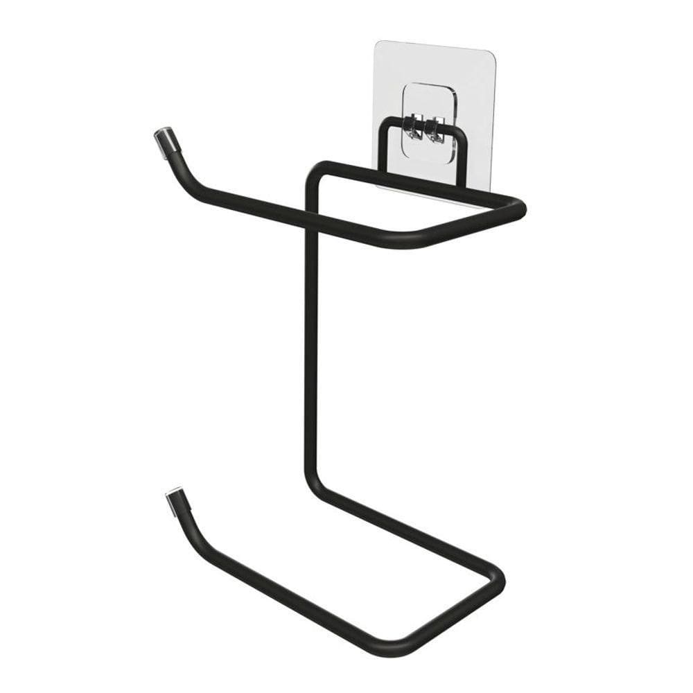 Porta Papel Higiênico Banheiro Para Dois Rolos Com Adesivo - Stolf Preto