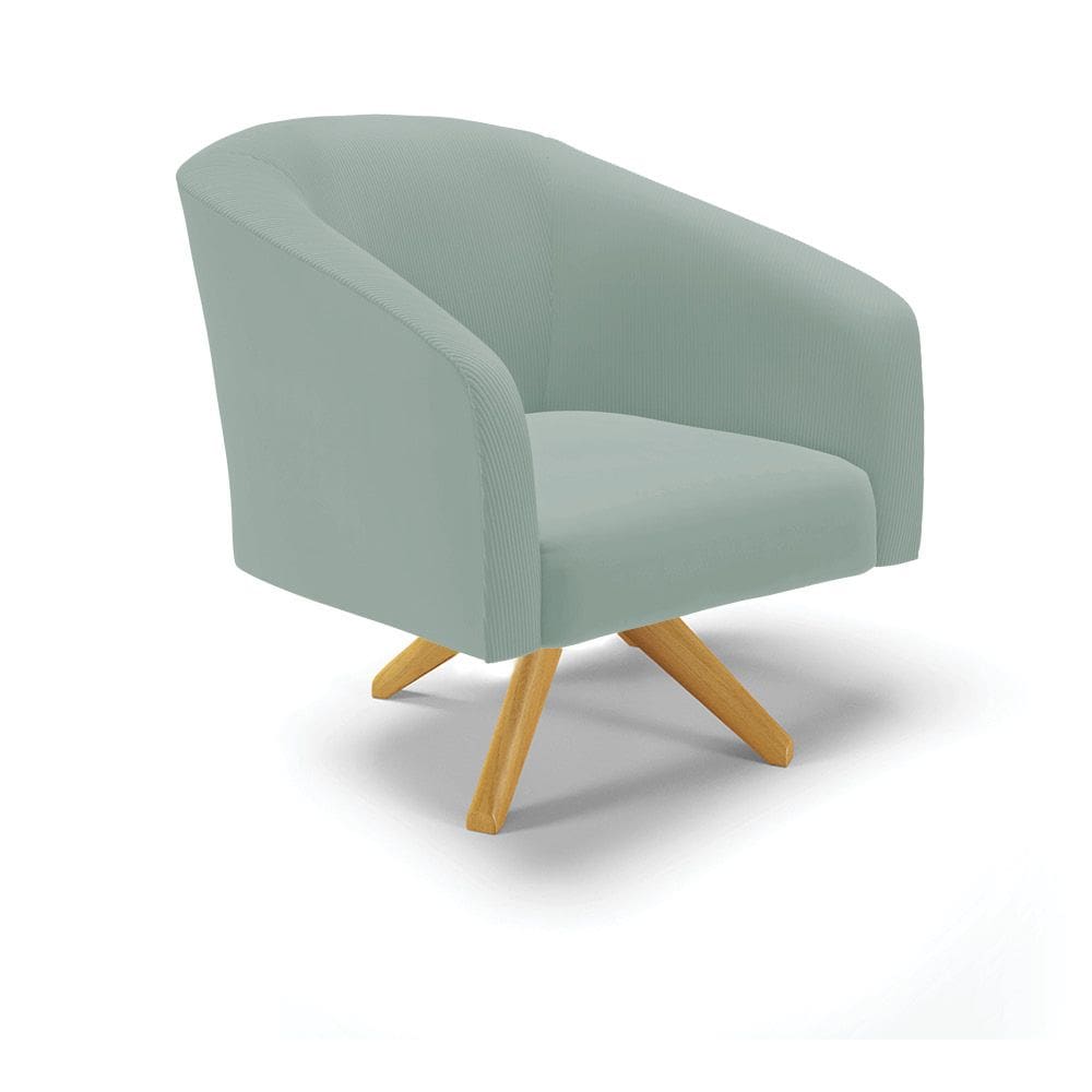Poltrona Decorativa Giratória MA30 Stella Cotelê Int/Veludo Menta D03 - D`Rossi