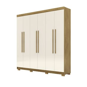 Guarda Roupa Casal 218cm 6 Portas Elegance Nature/Champanhe - Vila Rica