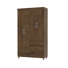 Guarda Roupa Solteiro 102cm Com 4 Portas Ideal Imbuia Rústico - Vila Rica