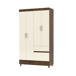 Guarda Roupa Solteiro 102cm 4 Portas Mayra Imbuia/Champanhe V02 - Mpozenato