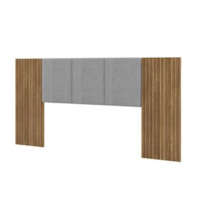 Cabeceira Casal Queen 268cm Com LED Dubai Zen Linho Cinza - Vila Rica