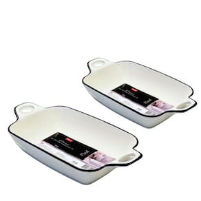 Assadeiras e Travessas Forno Porcelana Branca Borda Preta 2pçs Pizol