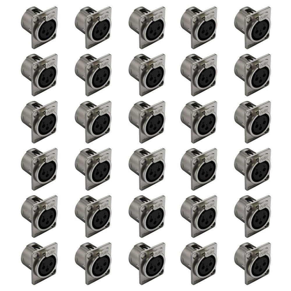Kit 30 Conector XLR Fêmea 3 Polos Wireconex WC1023
