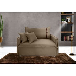 Poltrona Sofá-cama Valence Premium 90cm SoftGel 33 - Linho Marrom