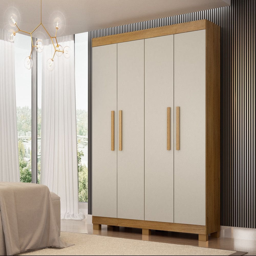 Guarda Roupa Solteiro 4 Portas em MDF Quero Quero Valdemóveis