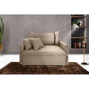 Poltrona Sofá-cama Valence Premium 130cm SoftGel 33 - Linho Bege