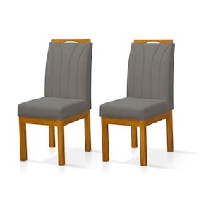 Conjunto 2 Cadeira para Sala de Jantar Portinari Pês Madeira Maciça Redenobre Cor: Cinza Escuro