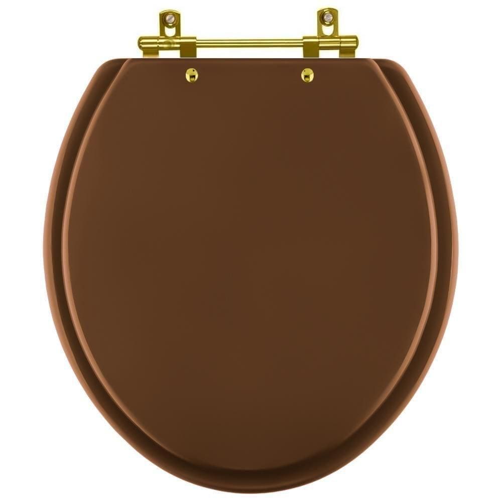 Assento Sanitário Convencional Oval Universal Ocre Com Ferragem Dourada
