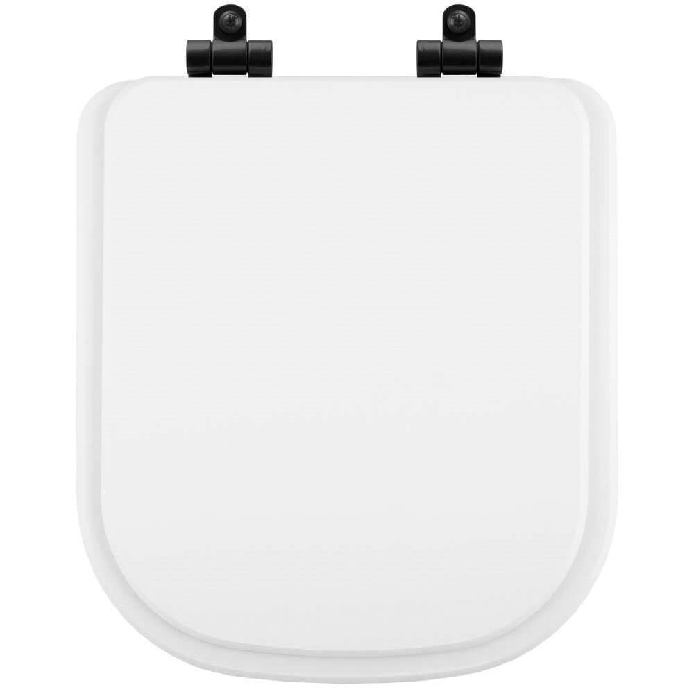 Tampa De Vaso Poliéster Com Amortecedor Piano Branco Para Bacia Deca Com Ferragem Preta