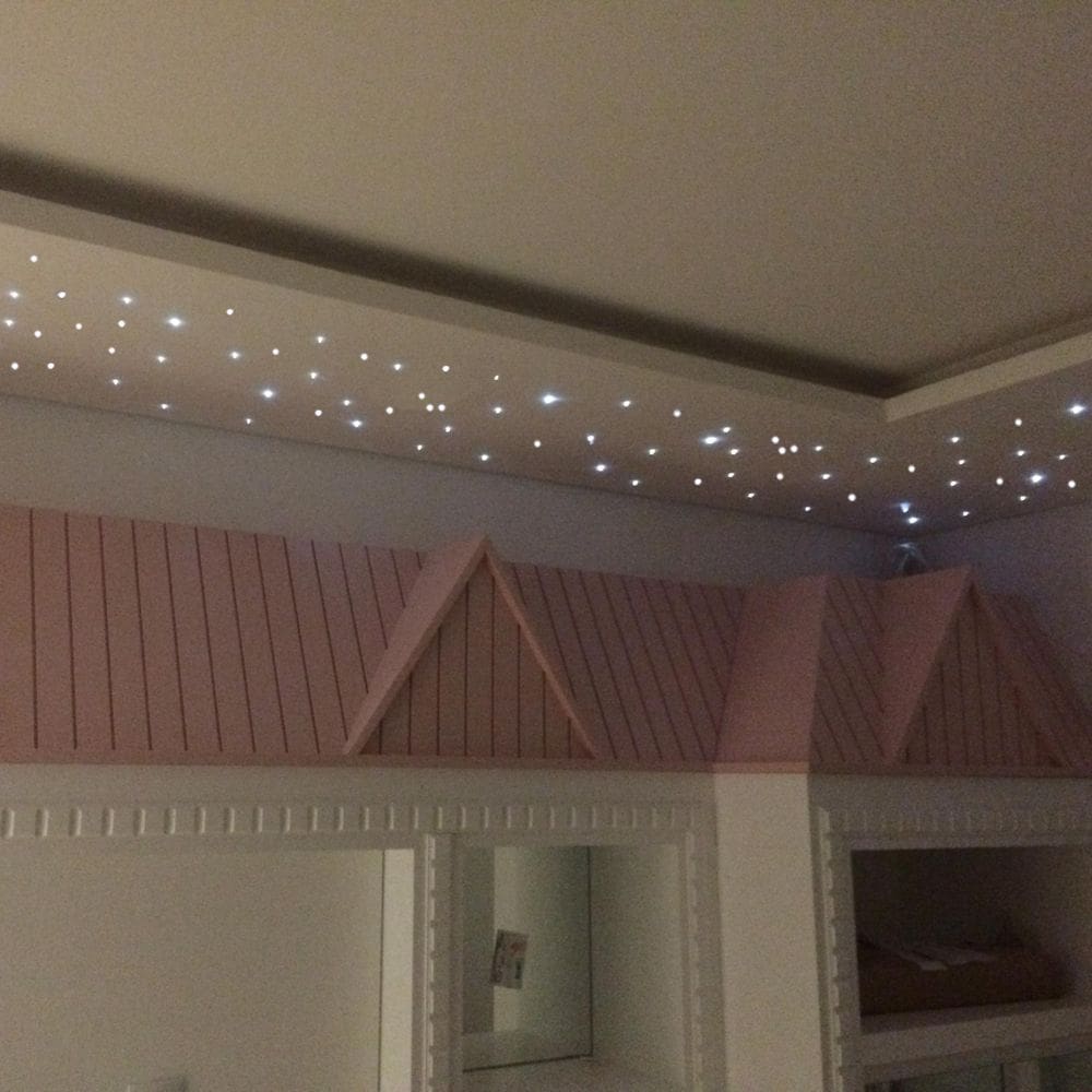 Kit Iluminação Fibra Óptica Noite Estrelado Gesso 500 Branco