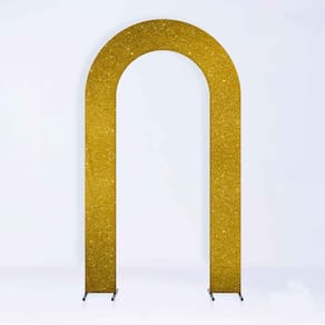Painel de Festa em Arco com Forro Brilho Dourado 1,25 metros - Fera Print