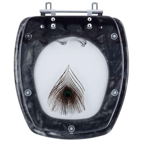 Tampa De Vaso Poliéster Decorada Pena De Pavão Fit Preto Para Louça Celite